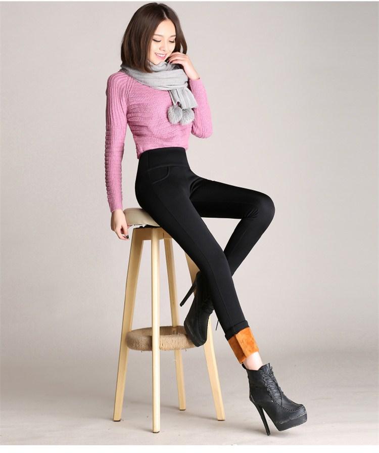 Lady Casual Leggings Winter Warm Velvet