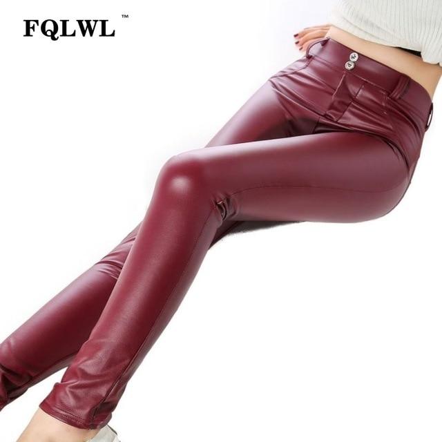 Warm Fur Faux Pu Leather Leggings
