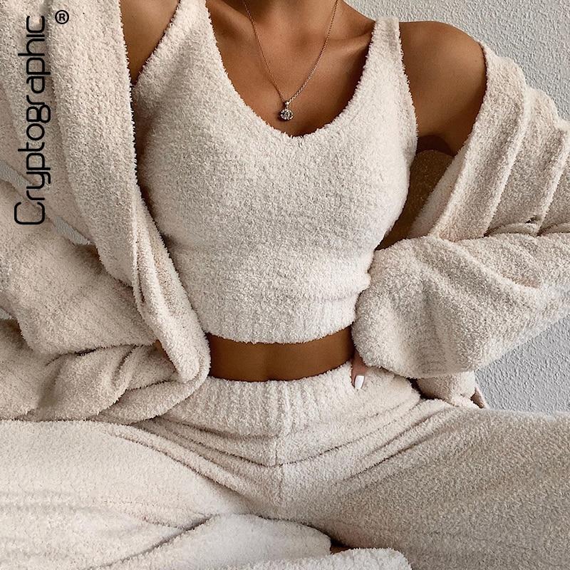 Fur Two Piece Outfits Sexy Backless Crop Tops - Shop The Deals