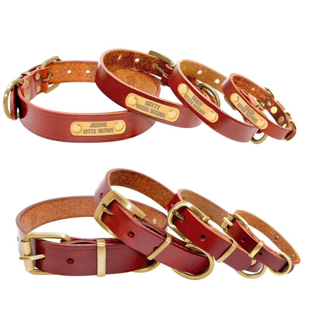 Personalized Dog ID Collar Genuine Leather