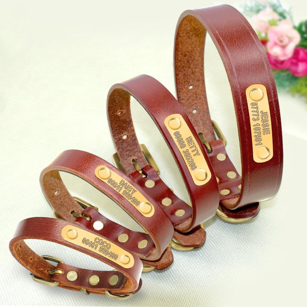 Personalized Dog ID Collar Genuine Leather
