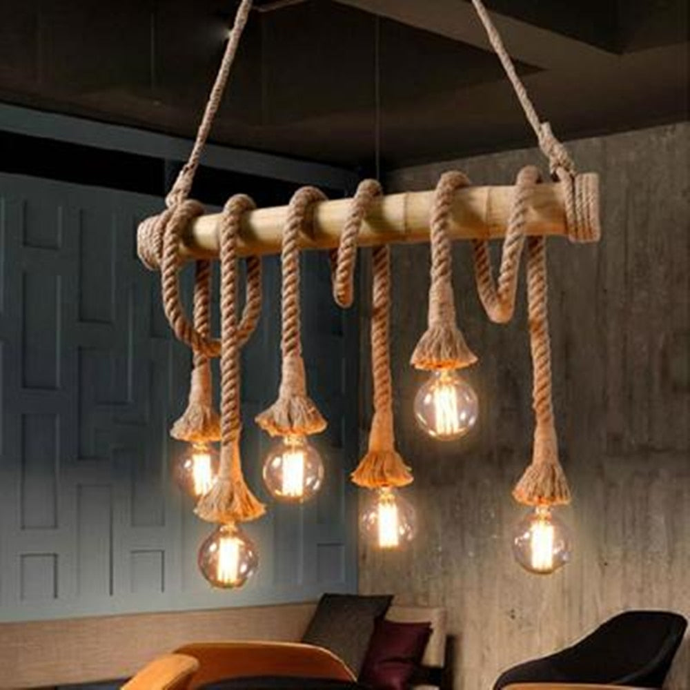 Vintage Rustic Hemp Rope Ceiling Lights