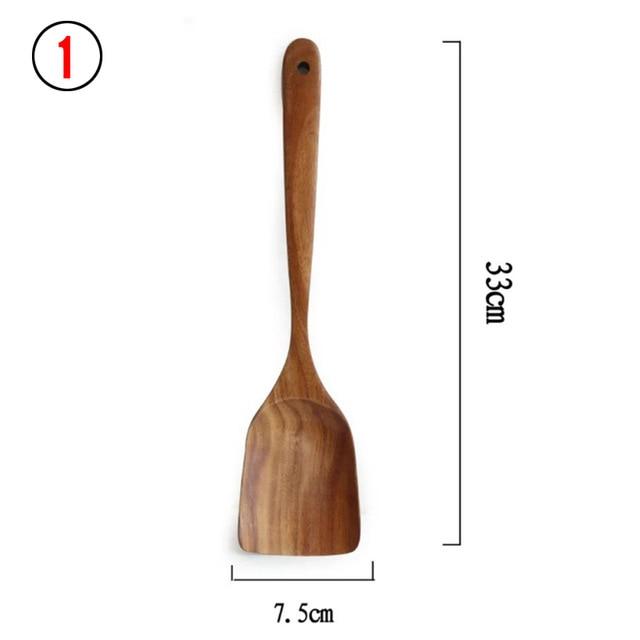 1-7pcs/set  Teak natural wood  spoons