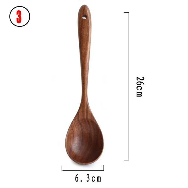 1-7pcs/set  Teak natural wood  spoons