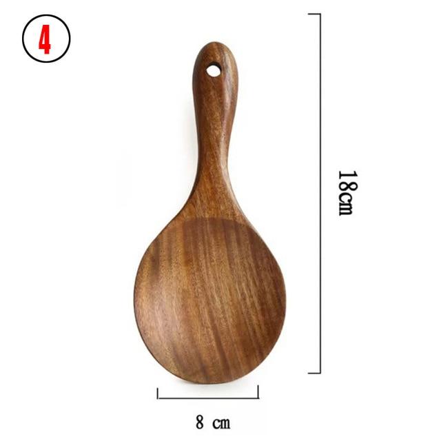 1-7pcs/set  Teak natural wood  spoons