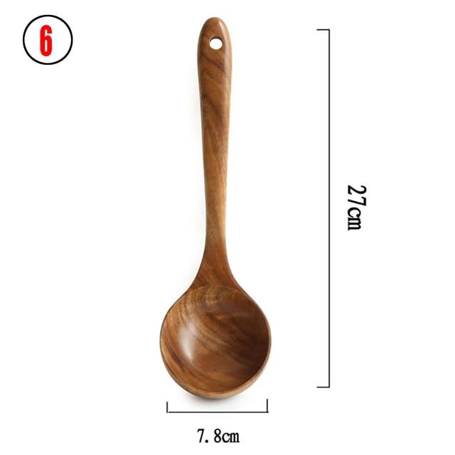 1-7pcs/set  Teak natural wood  spoons