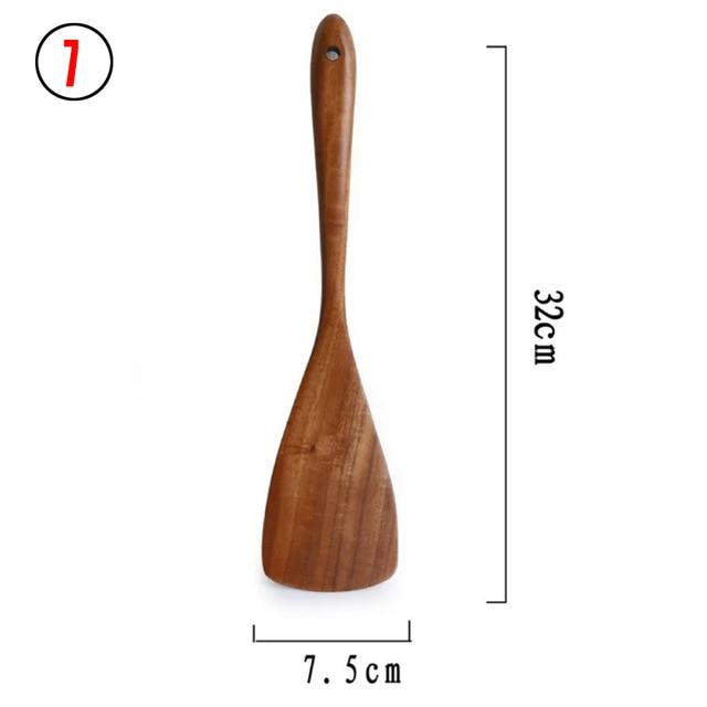 1-7pcs/set  Teak natural wood  spoons