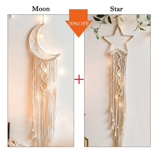 Nordic Star Moon Macrame Dream Catcher