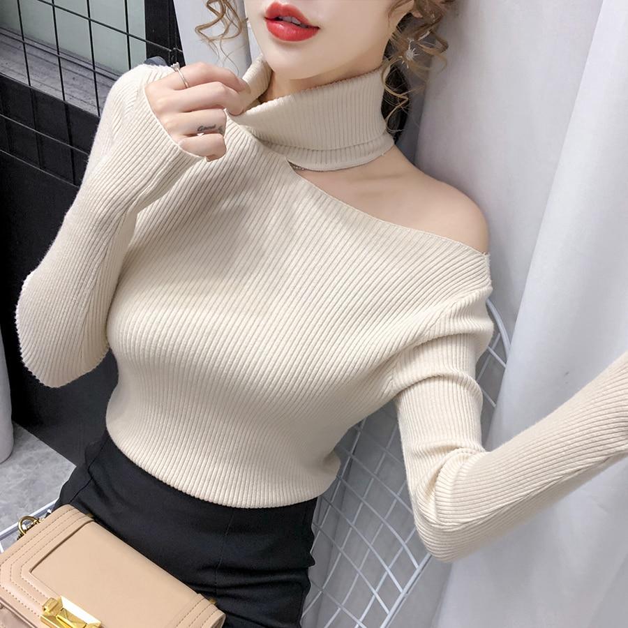 Knitted Women Sweater Sexy Off Shoulder