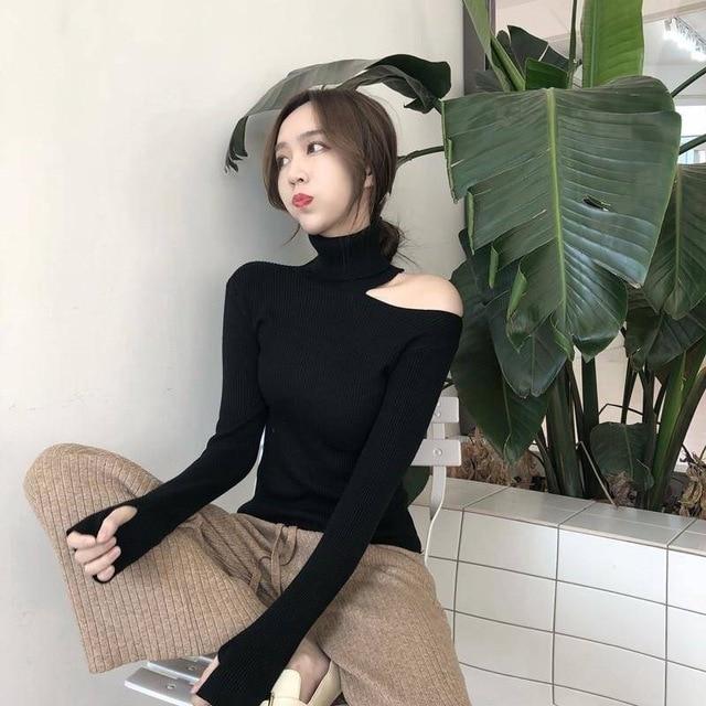 Knitted Women Sweater Sexy Off Shoulder