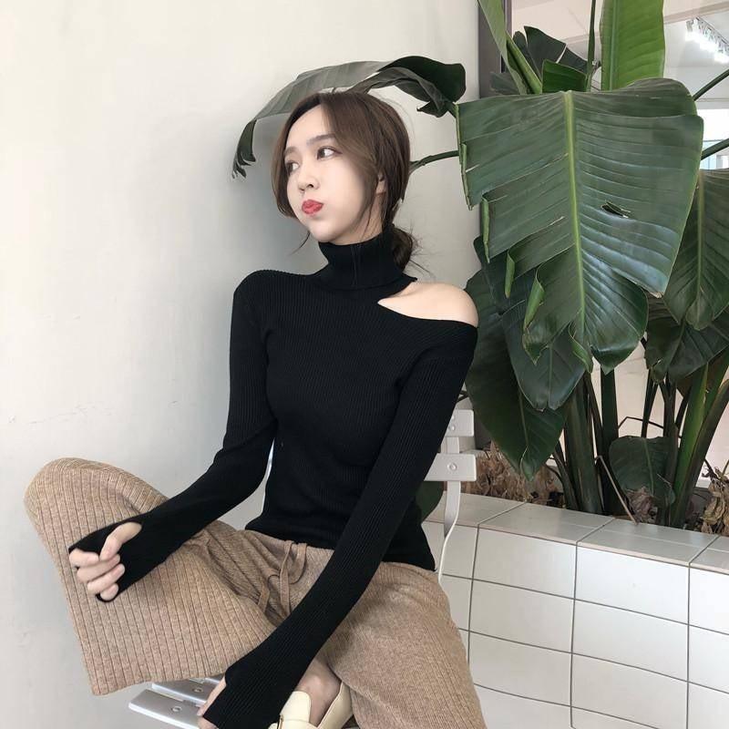 Knitted Women Sweater Sexy Off Shoulder